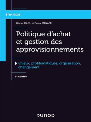 cover image of Politique d'achat et gestion des approvisionnements--5e éd.